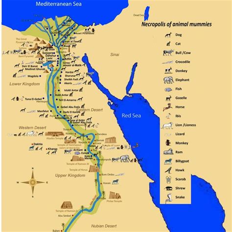 Ancient Egypt map: Necropolis of animal mummies | Ancient egypt map ...