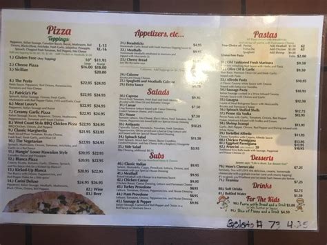 Menu at A Carini's Pizza & Pasta pizzeria, Murrieta, Madison Ave #105