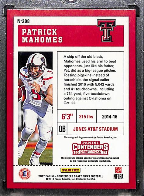 Lot Detail - 2017 Panini Contenders Draft Patrick Mahomes Autograph ...