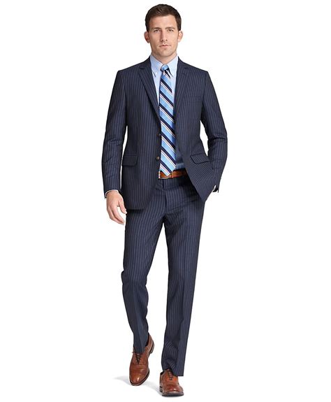 Brooks Brothers Men's Suits Fit Guide - Brooks brothers Madison Fit Stripe 1818 Suit in Blue for ...