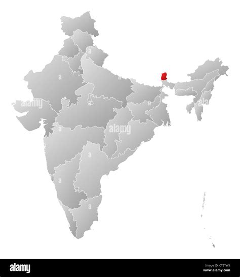 Political map of India with the several states where Sikkim is ...