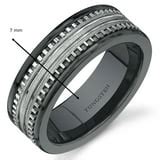 Men's Rounded Edge 7 mm Comfort Fit Black Ceramic and Tungsten Wedding Band Ring - Walmart.com