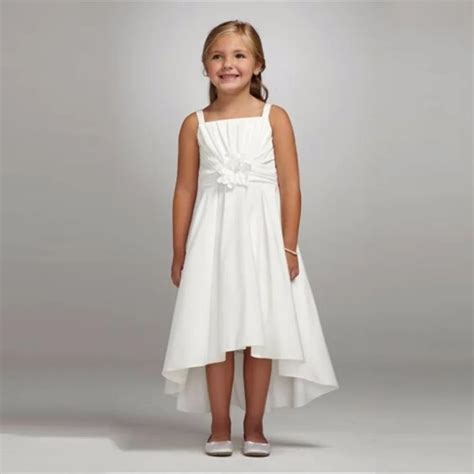 White Satin Flower Girl Dress Pageant Dresses Confirmation Dresses Girls Party Frocks for Girls ...