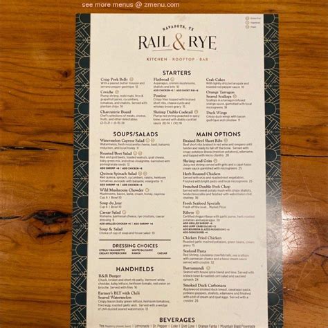 Menu at Rail & Rye pub & bar, Navasota