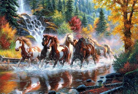 Buy American Noti Seven Lucky Running Horses Vastu Wallpapers Fully ...