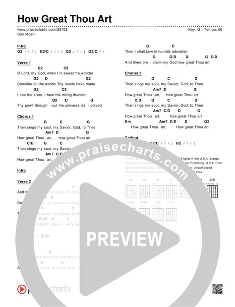 How Great Thou Art Chords PDF (Don Moen) - PraiseCharts