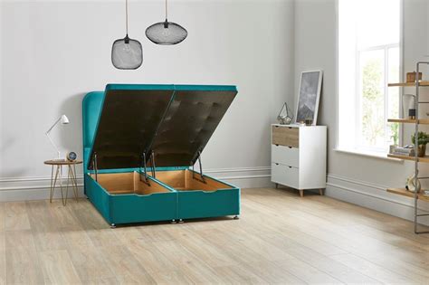 End Lift Ottoman Storage Divan Bed Base - 10 Colours & 6 Sizes