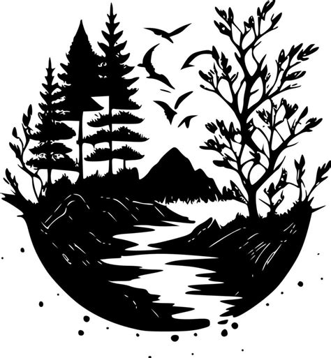 Nature, Black and White Vector illustration 24571283 Vector Art at Vecteezy