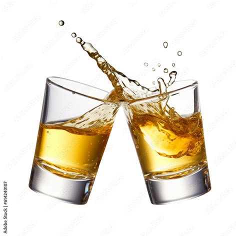 Glasses shot of tequila making toast with splash isolated on trasparent or white background, png ...