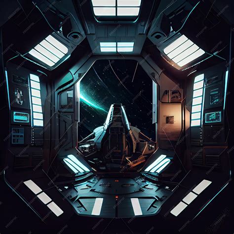 Premium AI Image | Interior design of spaceship in dark tones with ...