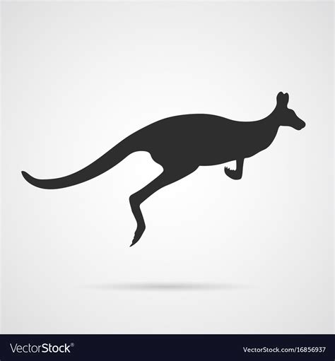 Gray silhouette jumping kangaroo Royalty Free Vector Image