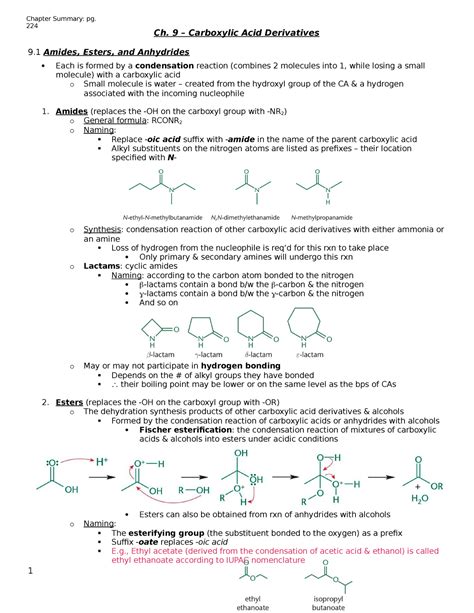 Carboxylic Acid Derivatives - Ch. 9 – Carboxylic Acid Derivatives 9 ...