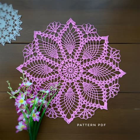 Crochet Pattern for Pineapple Doily Round Doily Row by Row - Etsy