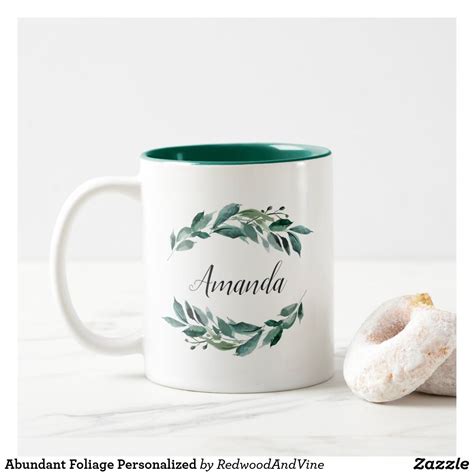 Abundant Foliage Personalized Two-Tone Coffee Mug | Zazzle.com | Mugs ...
