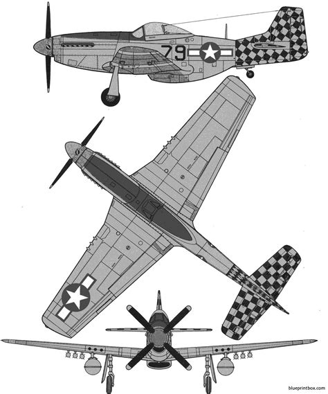 P 51 Mustang Drawings Blueprint