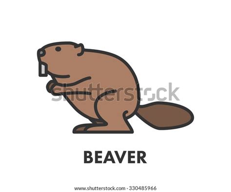 Painted Line Figure Beaver Vector Outline Stock Vector (Royalty Free ...