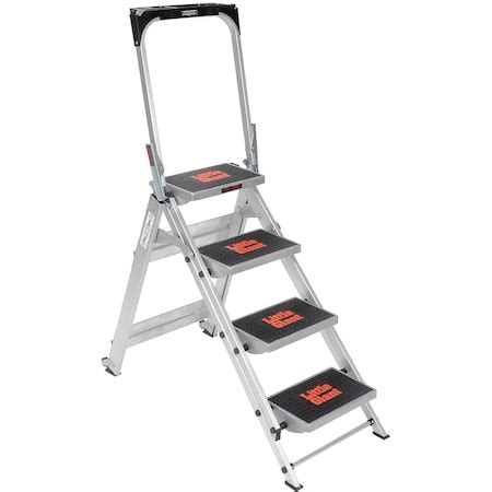 Little Giant Safety Aluminum Step Ladder - 4 Step 10410BA | Zoro