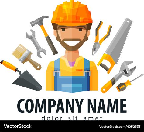 Construction worker logo design template Vector Image