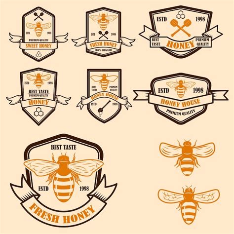 Premium Vector | Set of vintage honey labels template