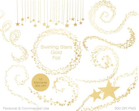 GOLD FOIL STARS Clipart for Commercial Use Clip Art Metallic - Etsy UK