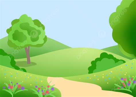 Grass Hills Cartoon Landscape Green Simple Background, Wallpaper, Grass ...