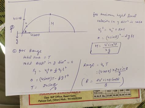 Projectile Motion Equations Range