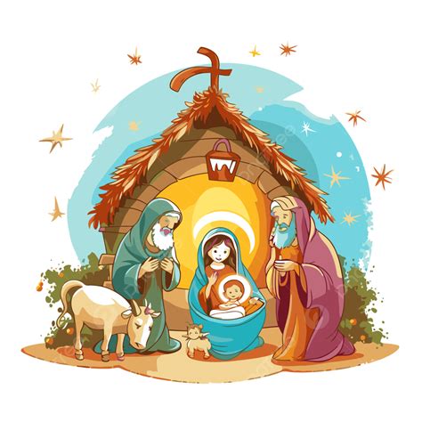 Clipart De Noël Religieux Gratuit Scène De La Nativité Avec Le Bébé ...