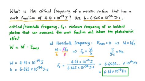 Question Video: Determining the Critical Frequency of a Metallic ...