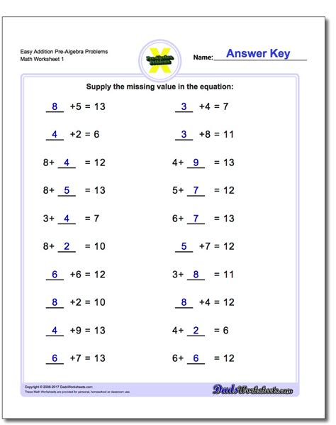 Algebra 6th Grade Worksheets