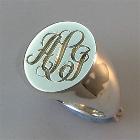 Initials Engraved Sterling Silver Signet Ring Any Initials - Etsy