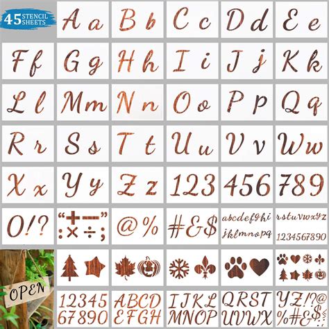 Buy 45 Pieces Letter Stencils for Painting on Wood Alphabet Drawing ...