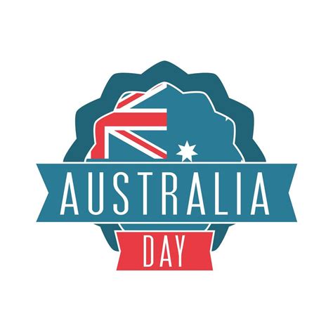 australia day flag in stamp round style with ribbon 2621704 Vector Art ...