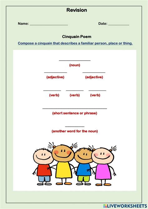 Cinquain Poem activity | Live Worksheets