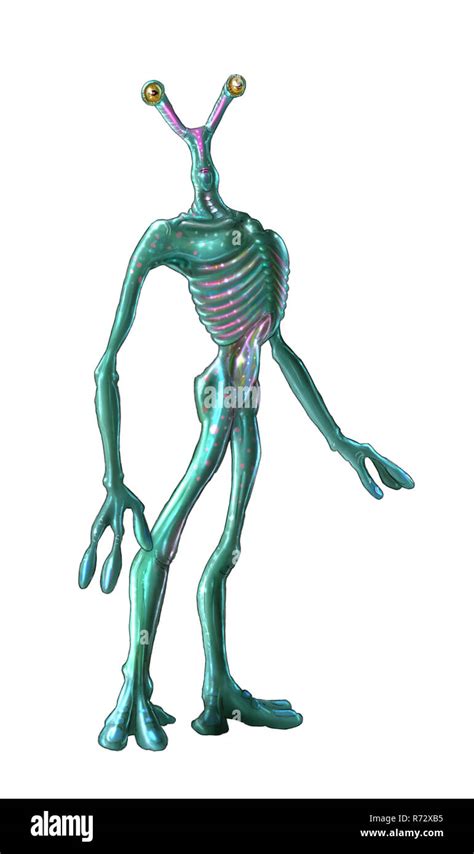 Concept Art Painting of Isolated Cute Green Alien Character Stock Photo - Alamy