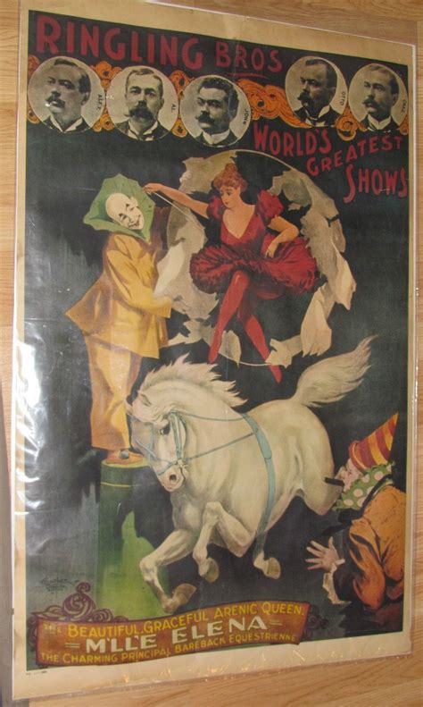 Vintage Ringling Bros World's Greatest Shows Mlle Elena Circus Poster Courier | eBay Ringling ...