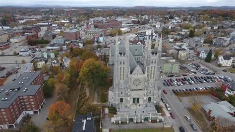 Sunday flyover of the basilica and downtown Lewiston - YouTube