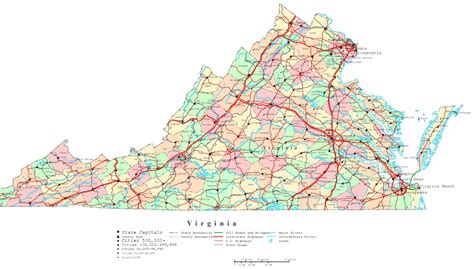 Virginia Map With County Lines - Topographic Map World