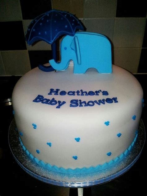 Blue Elephant Baby Shower Cake - CakeCentral.com