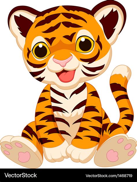 Cute tiger cartoon Royalty Free Vector Image - VectorStock