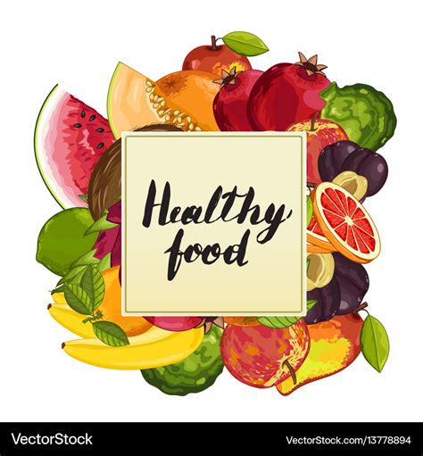 Healthy food poster with fruit Royalty Free Vector Image