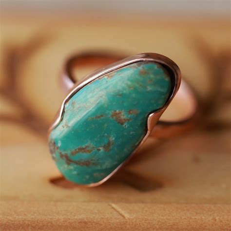 "UINTAH" IN 14K GOLD & RAW TURQUOISE RING IN CUSTOM BEZEL SET (available in 14K rose, white, or ...