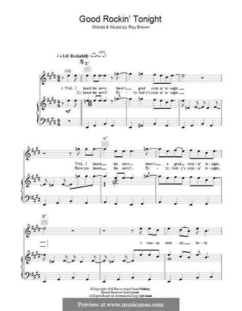 Good Rockin' Tonight (Elvis Presley) by R. Brown - sheet music on MusicaNeo