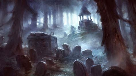 Download A spooky scene of a haunted graveyard just in time for Halloween Wallpaper | Wallpapers.com