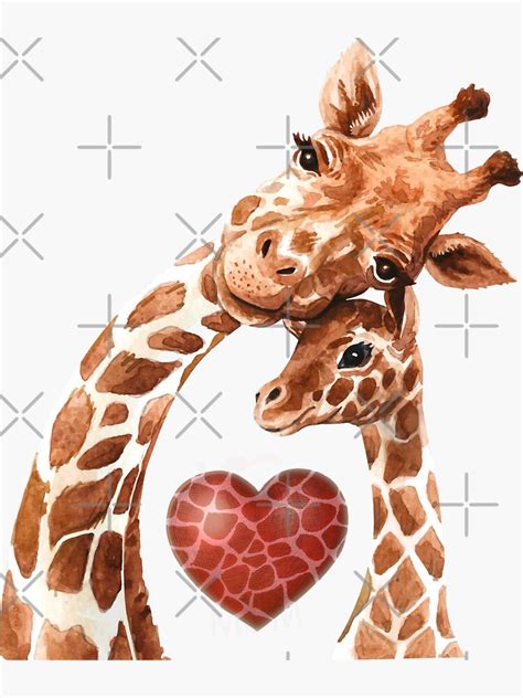 "Giraffe Mom Heart Baby Giraffes Lover" Sticker for Sale by AllWellia ...