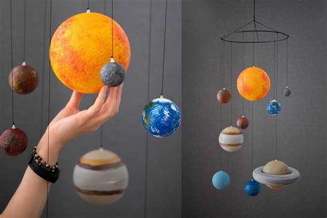 Hand Painted Solar System Model Hanging, Solar Mobile, Sun and Planets Model, Planets Mobile Art ...