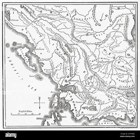 Map of Epirus and western Greece, 295 BC. From Cassell's Universal ...