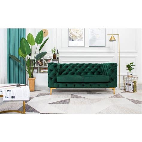 KINWELL Casual Green Velvet Loveseat in the Couches, Sofas & Loveseats department at Lowes.com