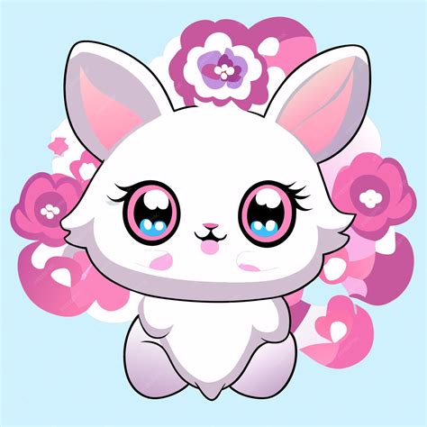 Premium Vector | Llustrate a charming fluffy bunny surrounded