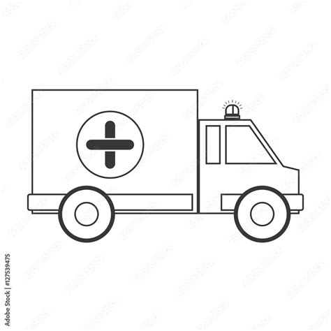 contour silhouette ambulance with cross vector illustration Stock Vector | Adobe Stock