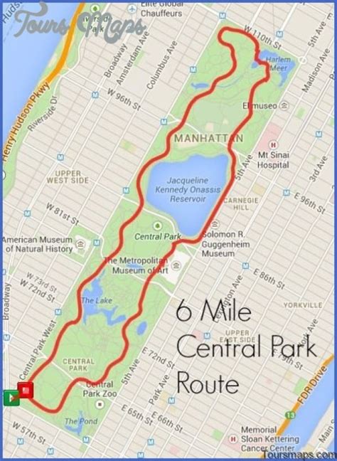 New York City Hudson River Park Greenway and Central Park Map - ToursMaps.com